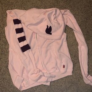FREECITY pink striped zip up hoodie